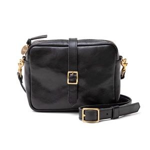 Gigi black leather crossbody bag with detachable / interchangeable black strap